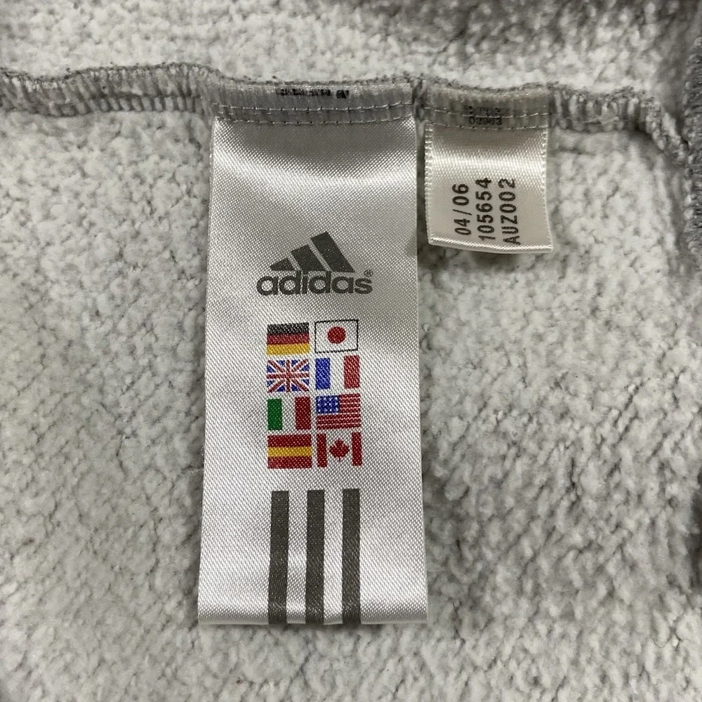 Vintage Adidas Hoodie Sweatshirt Mens Large Grey Embroidered Logo Spellout‎ Y2K